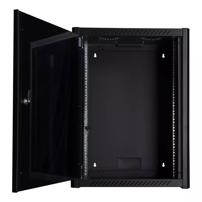 Wandmontageschrank LOGON RWM16U56BL 16U Schwarz Schlüsselschloss Kabelmanagement