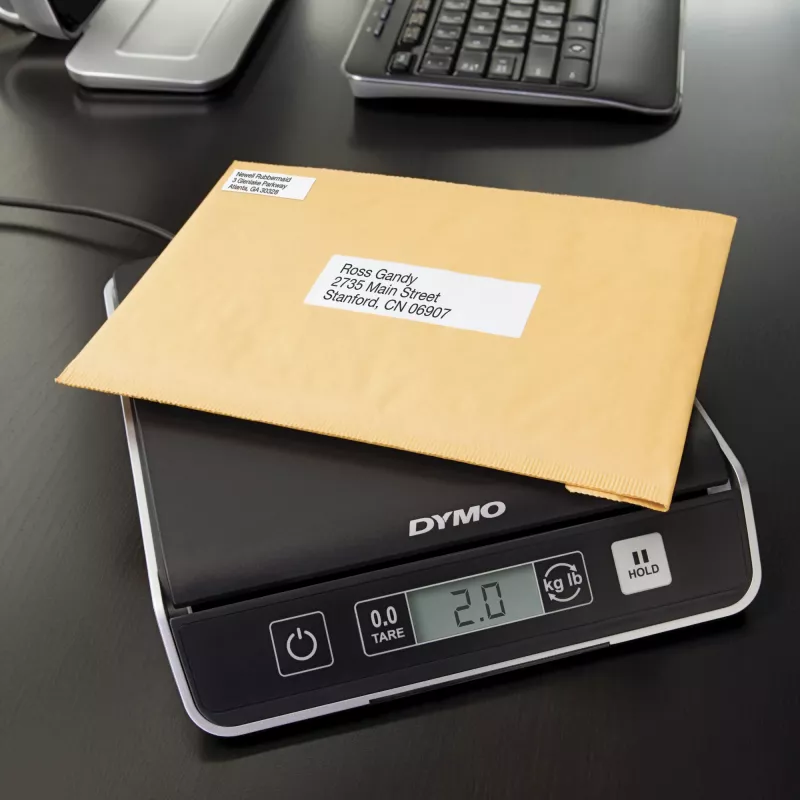 DYMO M2 digitale Briefwaage, 2 kg, LCD, 3x AAA, 18,5 x 16,1 x 4,4 cm, Schwarz
