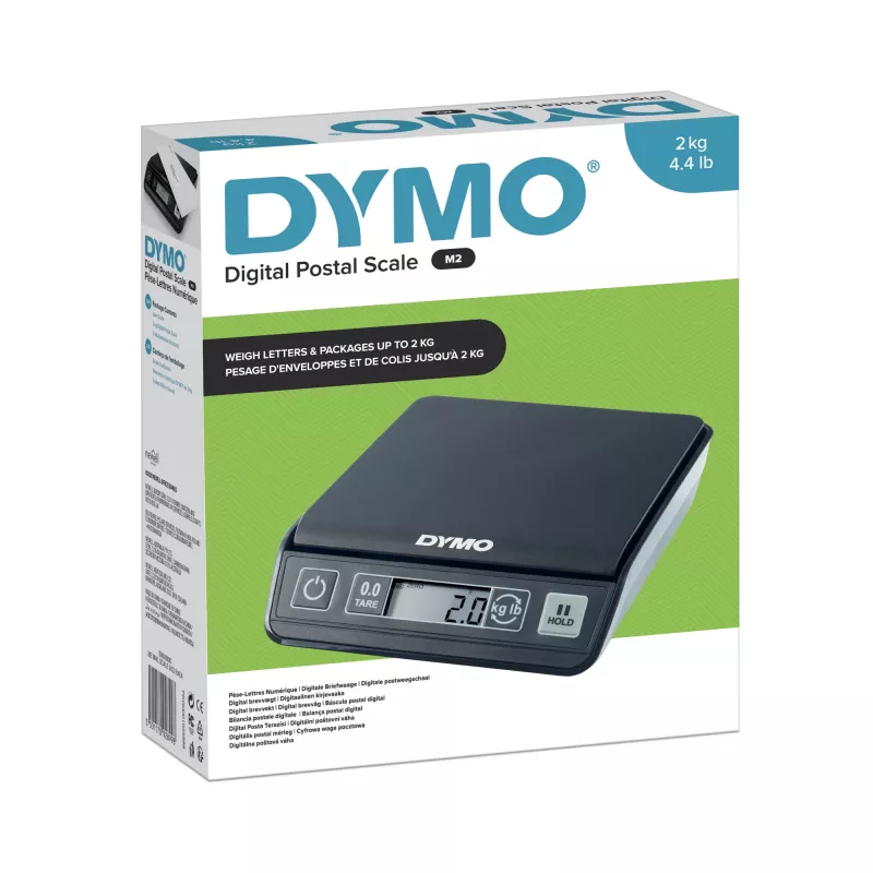 DYMO M2 digitale Briefwaage, 2 kg, LCD, 3x AAA, 18,5 x 16,1 x 4,4 cm, Schwarz