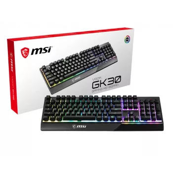 MSI VIGOR GK30 RGB MEMchanical Gaming Tastatur ' DE-Layout, MECH. Membran-Schalter, 6-Zonen-RGB-Beleuchtung, RGB Mystic Light, wasserabweisendes Tastaturdesign'