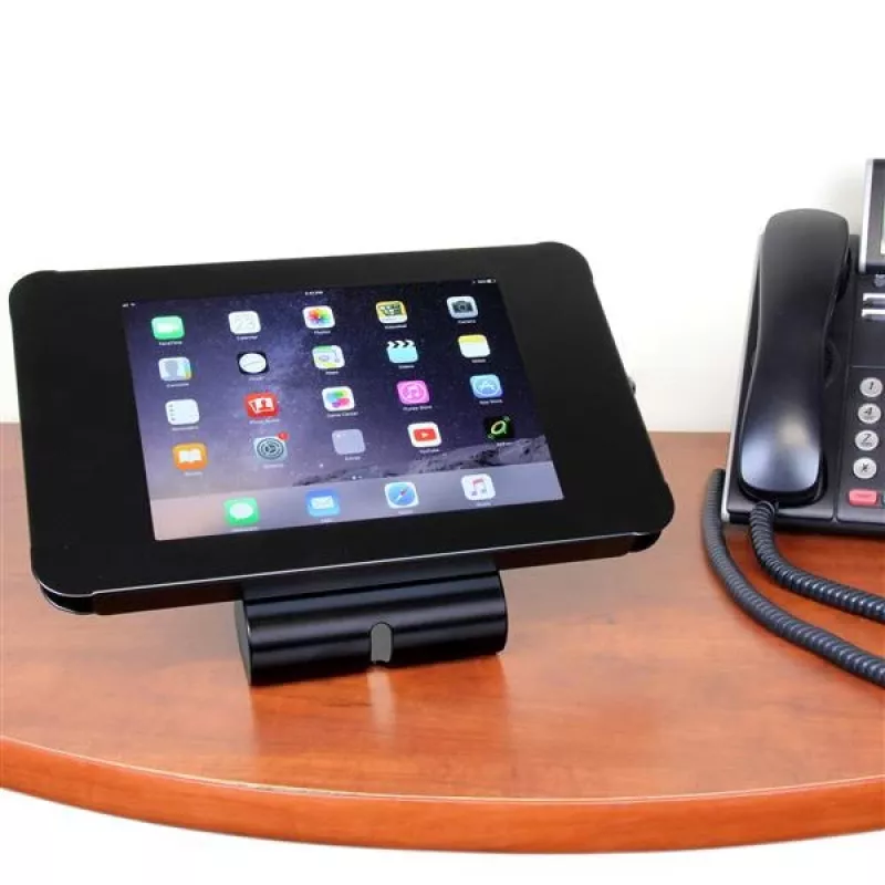 StarTech.com SECTBLTPOS abschließbarer Tablet-Ständer für 9,7-Zoll-iPad, Tisch- oder Wandmontage, Stahl, 100 x 100 mm Montageschnittstelle, Schwarz