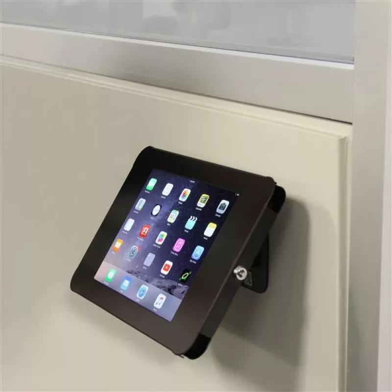 StarTech.com SECTBLTPOS abschließbarer Tablet-Ständer für 9,7-Zoll-iPad, Tisch- oder Wandmontage, Stahl, 100 x 100 mm Montageschnittstelle, Schwarz