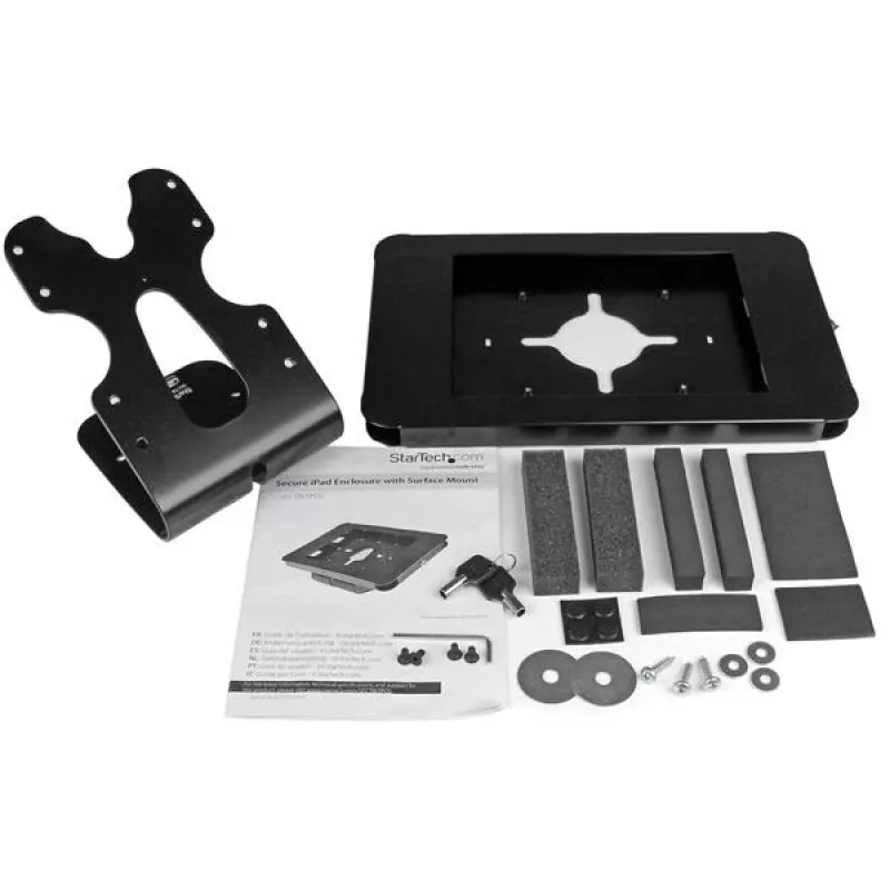 StarTech.com SECTBLTPOS abschließbarer Tablet-Ständer für 9,7-Zoll-iPad, Tisch- oder Wandmontage, Stahl, 100 x 100 mm Montageschnittstelle, Schwarz