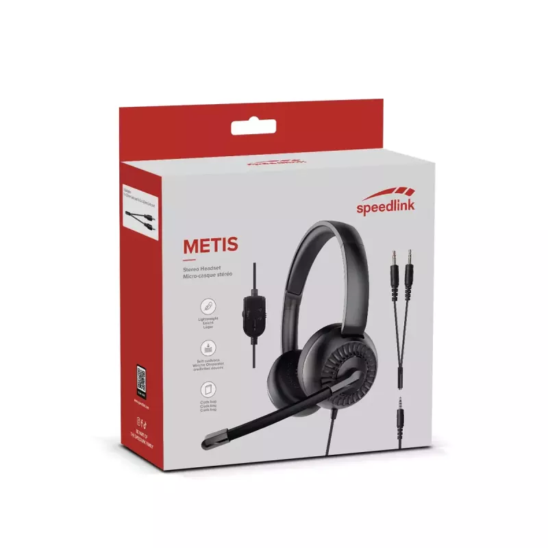 Speedlink METIS Stereo-Office-Headset, 3,5-mm-Klinke mit Y-Adapter, schwarz