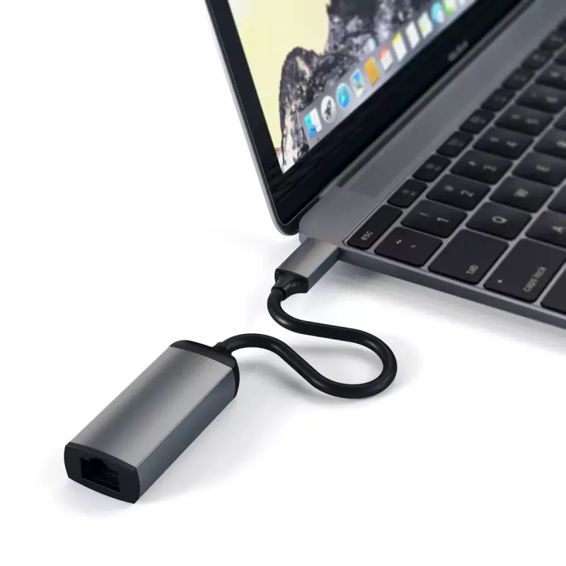 Satechi ST-TCENM USB-C-auf-Gigabit-Ethernet-Adapter, Aluminium, Space Grau