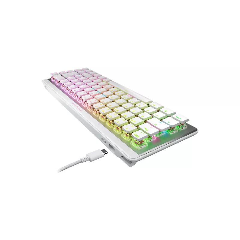 Turtle Beach Vulcan II Mini Air TBK-3101-12-DE Gaming-Tastatur, deutsches Layout (QWERTZ), TITAN II Optical Red Switches, Weiß/Aluminium