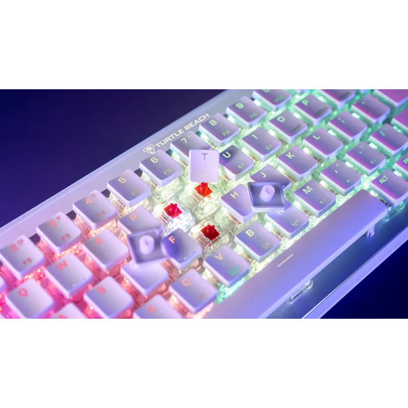 Turtle Beach Vulcan II Mini Air TBK-3101-12-DE Gaming-Tastatur, deutsches Layout (QWERTZ), TITAN II Optical Red Switches, Weiß/Aluminium