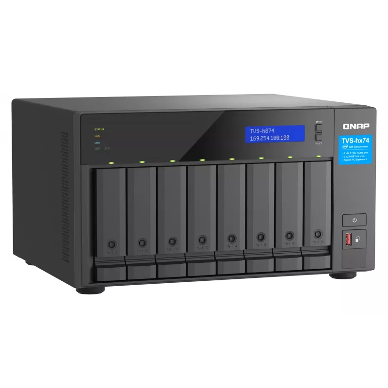 QNAP TVS-h874 NAS Tower Intel® Core™ i7 32 GB DDR4 0 TB QuTS hero Black