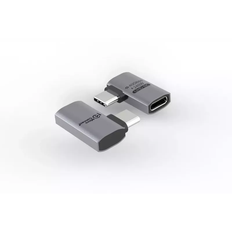MicroConnect Premium USB4 USB-C Winkeladapter, 40 Gbps, 240 W (USB4-CCFA-240W)