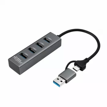 Microconnect USBHUB4-2IN1 Schnittstellen-Hub USB 3.2 Gen 1 (3.1 Gen 1) Type-A 5000 Mbit/s Schwarz
