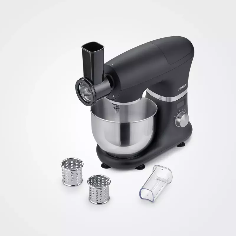 Severin ZB 5592 Gemüseschneider-Aufsatz für Küchenmaschine, 3 Edelstahl-Trommeln