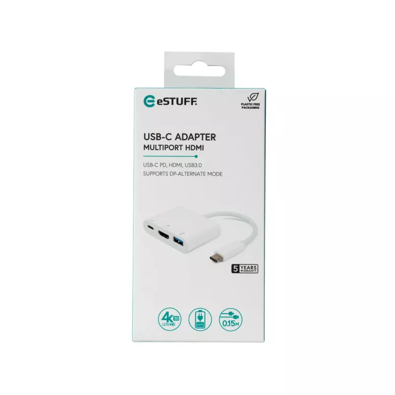 eSTUFF ES623001WH Schnittstellen-Hub USB 3.2 Gen 1 (3.1 Gen 1) Typ-C 5000 Mbit/s Weiß
