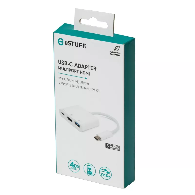 eSTUFF ES623001WH Schnittstellen-Hub USB 3.2 Gen 1 (3.1 Gen 1) Typ-C 5000 Mbit/s Weiß