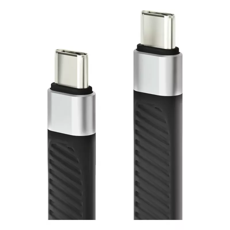 Techly ICOC-USBC-FL-U4 USB4 Gen3 USB-C auf USB-C flexibles Flachkabel, 0,124 m