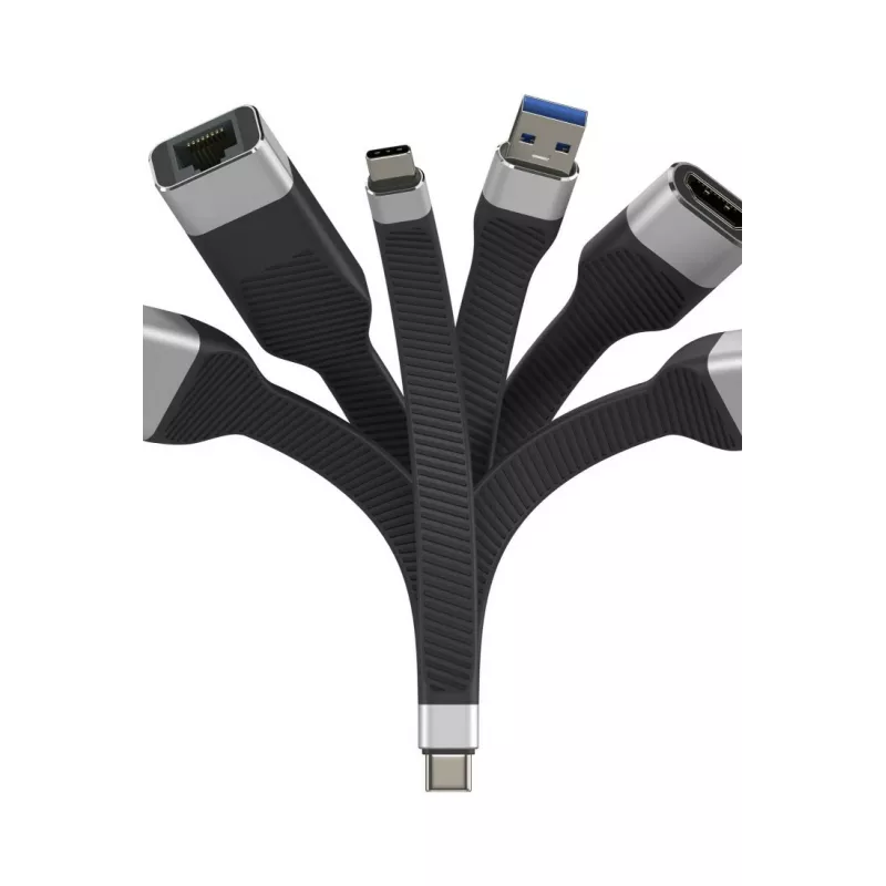 Techly ICOC-USBC-FL-U4 USB4 Gen3 USB-C auf USB-C flexibles Flachkabel, 0,124 m