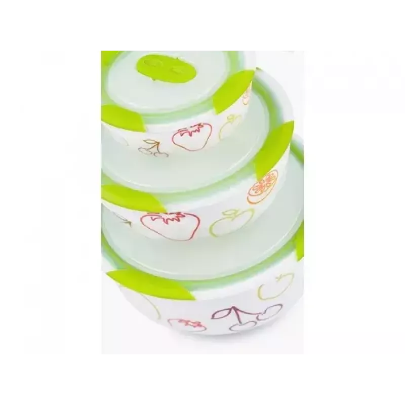 Oursson BS2981RD/GA Salatschüssel-Set aus Keramik, Grüner Apfel