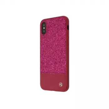Tellur Glitter II Hülle aus Kunstleder für iPhone X/XS, Rosa
