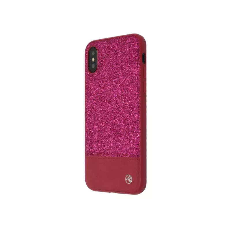 Tellur Glitter II Hülle aus Kunstleder für iPhone X/XS, Rosa