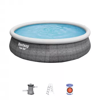 Bestway 57372 Aufstellpool Aufblasbarer Pool Rund 12362 L Grau