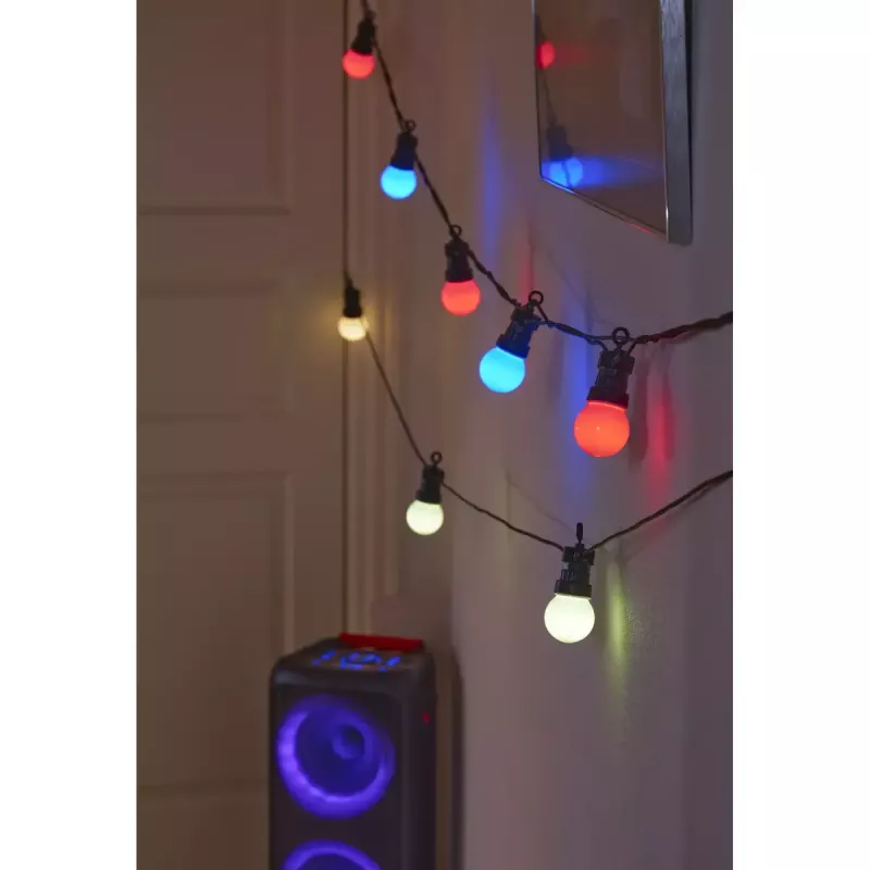 Denver SLP-510 Smarte LED-Partylichterkette, 10 Glühbirnen, 9 m, WLAN, RGB, IP65