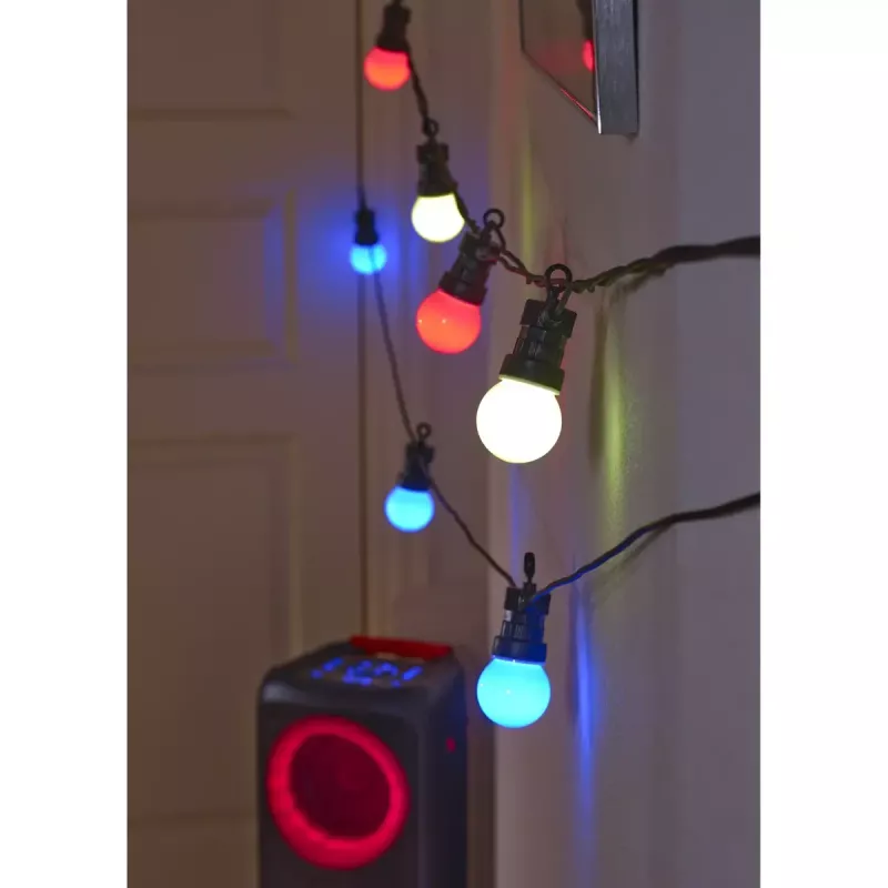 Denver SLP-510 Smarte LED-Partylichterkette, 10 Glühbirnen, 9 m, WLAN, RGB, IP65
