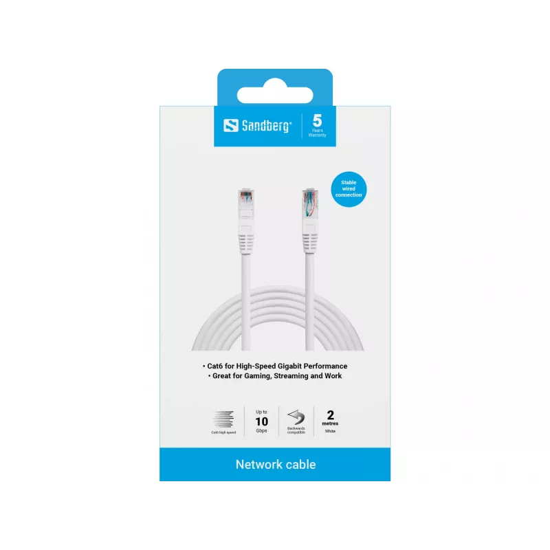 Netzwerkkabel Sandberg UTP Cat6 RJ-45 2 m Weiß