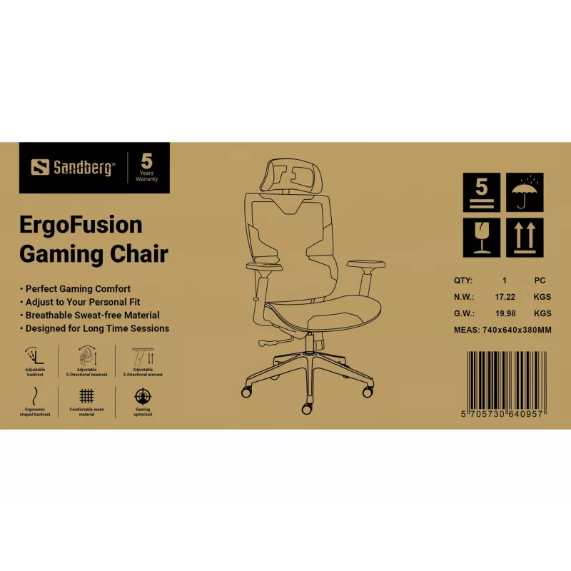 Gaming-Stuhl Sandberg ErgoFusion max. Benutzergewicht 150 kg