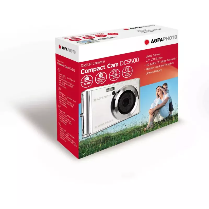 AgfaPhoto Realishot DC5500 Kompakt-Digitalkamera, 24 MP CMOS, 2,4" LCD, silber (DC5500 SL)