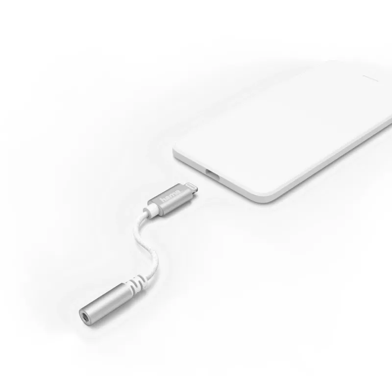 Hama 00187210 Lightning-auf-3,5-mm-Audioadapter, Weiß