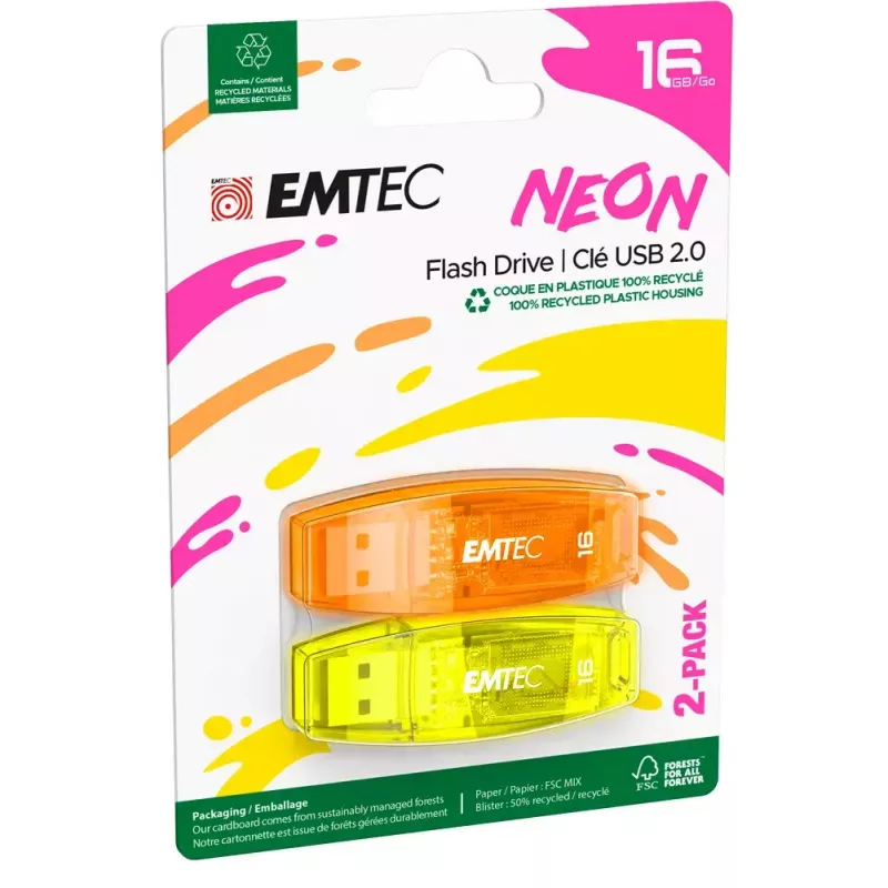 USB-Flash-Laufwerk Emtec C410 Neon 16GB Typ-A 2.0 Orange Gelb