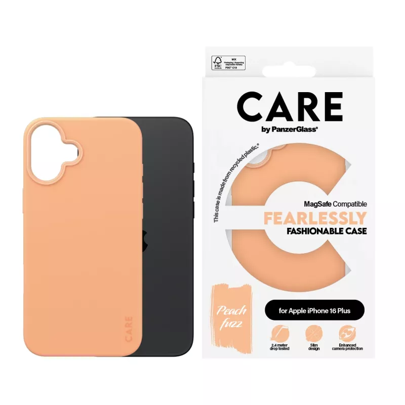 Cover PanzerGlass CARE by ® modische Hülle Peachy mit MagSafe iPhone 16 Plus Transparent
