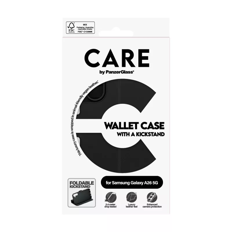 Wallet Case PanzerGlass Samsung Galaxy A26 5G Schwarz mit Kickstand