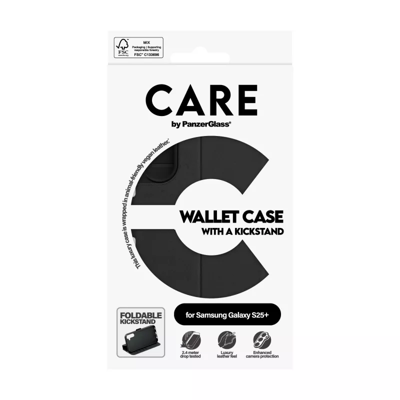 PanzerGlass CARE Feature Flip-Hülle mit Ständer für Samsung Galaxy S25+, Schwarz