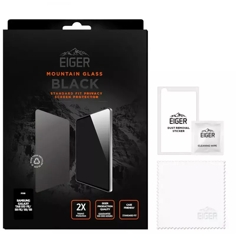 Eiger Mountain Black Blickschutzfolie für Samsung Galaxy Tab S10 FE / S9 FE