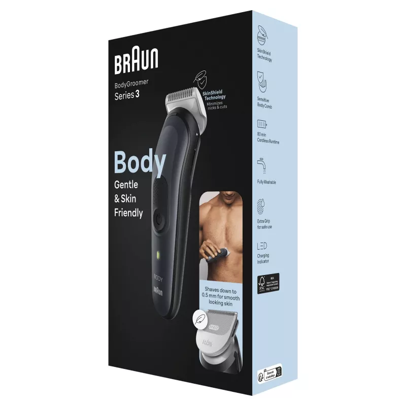 Body Groomer Braun BG3340 Schwarz Grau LED-Anzeigen Laden
