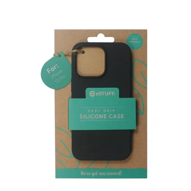 eSTUFF Madrid ES67120003 Rückseitenabdeckung für Apple iPhone 13 Pro, Silikon, Schwarz