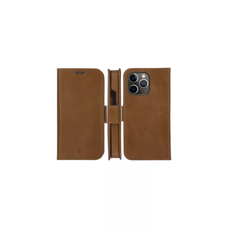 dbramante1928 Lynge LY61GT001181 Flip-Hülle für Apple iPhone 12/12 Pro, genarbtes Leder, Hellbraun
