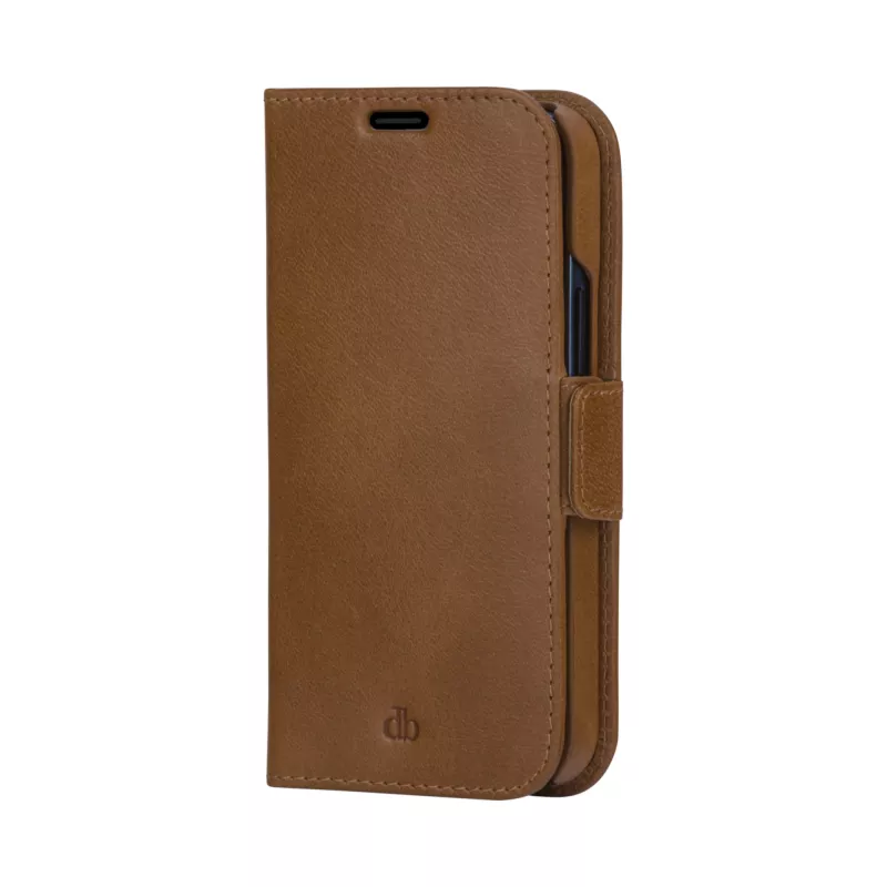 dbramante1928 Lynge LY61GT001181 Flip-Hülle für Apple iPhone 12/12 Pro, genarbtes Leder, Hellbraun