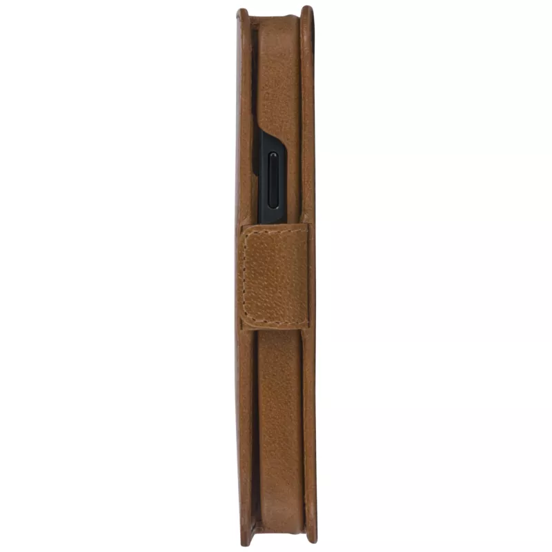 dbramante1928 Lynge LY61GT001181 Flip-Hülle für Apple iPhone 12/12 Pro, genarbtes Leder, Hellbraun