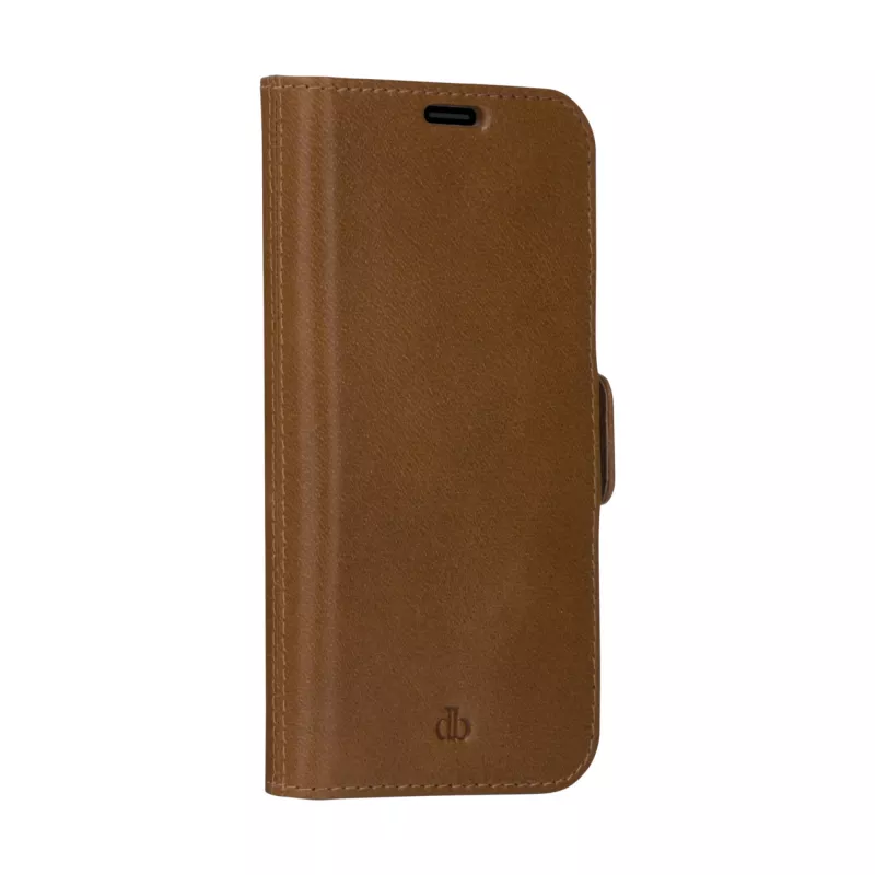 dbramante1928 Lynge LY61GT001181 Flip-Hülle für Apple iPhone 12/12 Pro, genarbtes Leder, Hellbraun