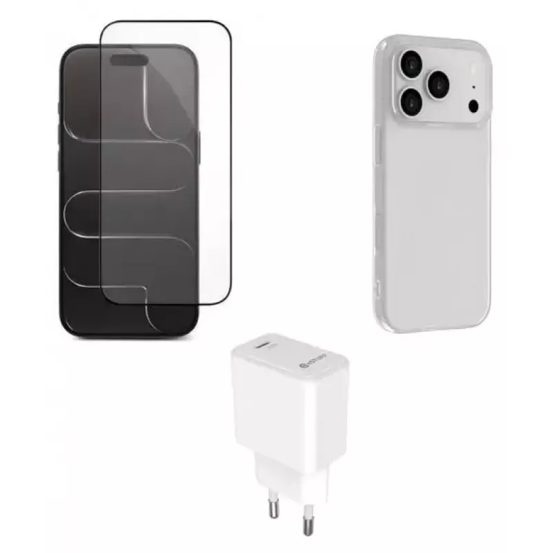 eSTUFF Set für iPhone 17 Pro (Ladegerät, Schutzhülle, Glas), ES-KIT-IPH17PRO