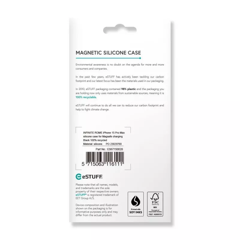 eSTUFF Infinite Rome ES67150036-BULK magnetische Rückseitenabdeckung für Mobiltelefon Apple iPhone 13, MagSafe-kompatibel, Polycarbonat, Silikon, Schwarz