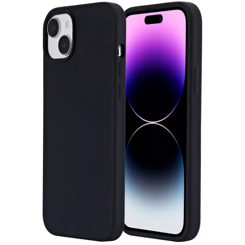 eSTUFF Infinite Rome ES67150026 magnetische Rückseitenabdeckung für Mobiltelefon für Apple iPhone 15 Plus, MagSafe-kompatibel, Silikon, Polycarbonat, Schwarz