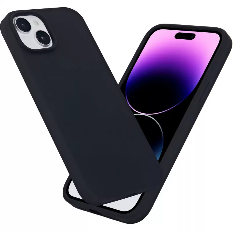 eSTUFF Infinite Rome ES67150026-BULK Rückseitenabdeckung für Apple iPhone 15 Plus, magnetisch, MagSafe-kompatibel, Silikon/Polycarbonat, Schwarz