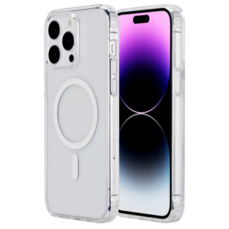 eSTUFF Berlin ES67140027-BULK Rückseitenabdeckung für Apple iPhone 15 Pro, magnetisch, MagSafe-kompatibel, Polycarbonat/TPU, Transparent
