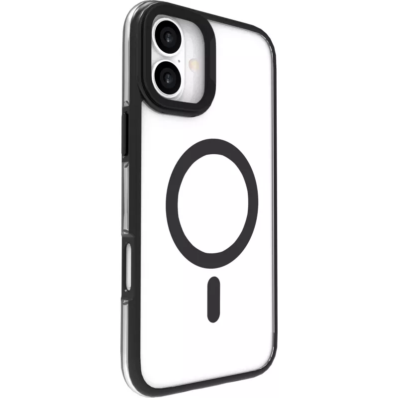 eSTUFF ES67141101 INFINITE HELSINKI magnetische Standhülle für iPhone 16 Plus, transparent, schwarz
