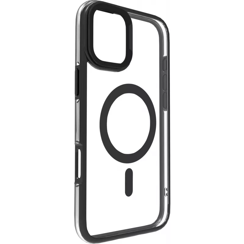 eSTUFF ES67141101 INFINITE HELSINKI magnetische Standhülle für iPhone 16 Plus, transparent, schwarz