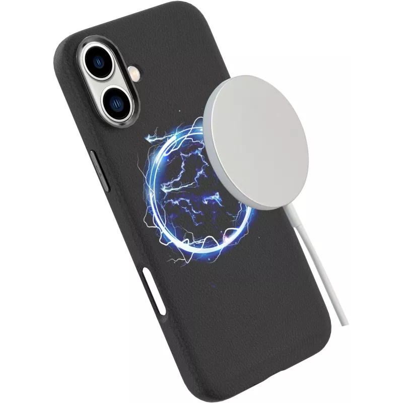 eSTUFF INFINITE VENICE ES67160020 magnetische Hülle für iPhone 16, Leder, Schwarz