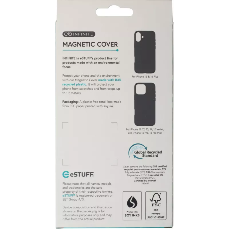 eSTUFF INFINITE VENICE ES67160020 magnetische Hülle für iPhone 16, Leder, Schwarz