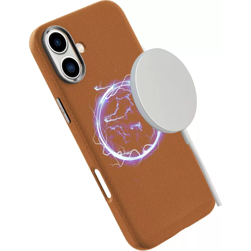 eSTUFF INFINITE VENICE ES67160024 magnetische Hülle für iPhone 16, Leder, Braun